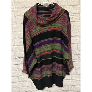 Lauren Ralph Lauren Wool Cashmere Blend Multicolor Cowl Neck Long Sweater SZ 3X